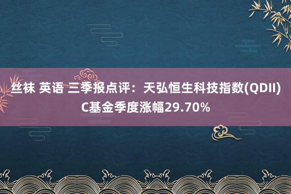 丝袜 英语 三季报点评：天弘恒生科技指数(QDII)C基金季度涨幅29.70%
