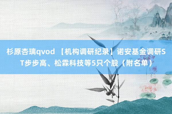 杉原杏璃qvod 【机构调研纪录】诺安基金调研ST步步高、松霖科技等5只个股（附名单）